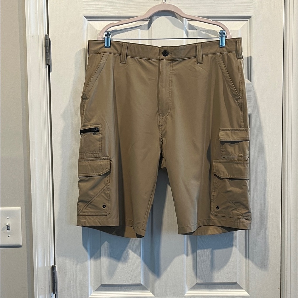 Iron Co Men's Khaki Stretch Cargo‎ Outdoor Quick Dry Shorts Size 38